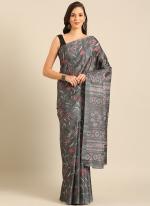 Cotton Grey Casual Wear Printed Saree